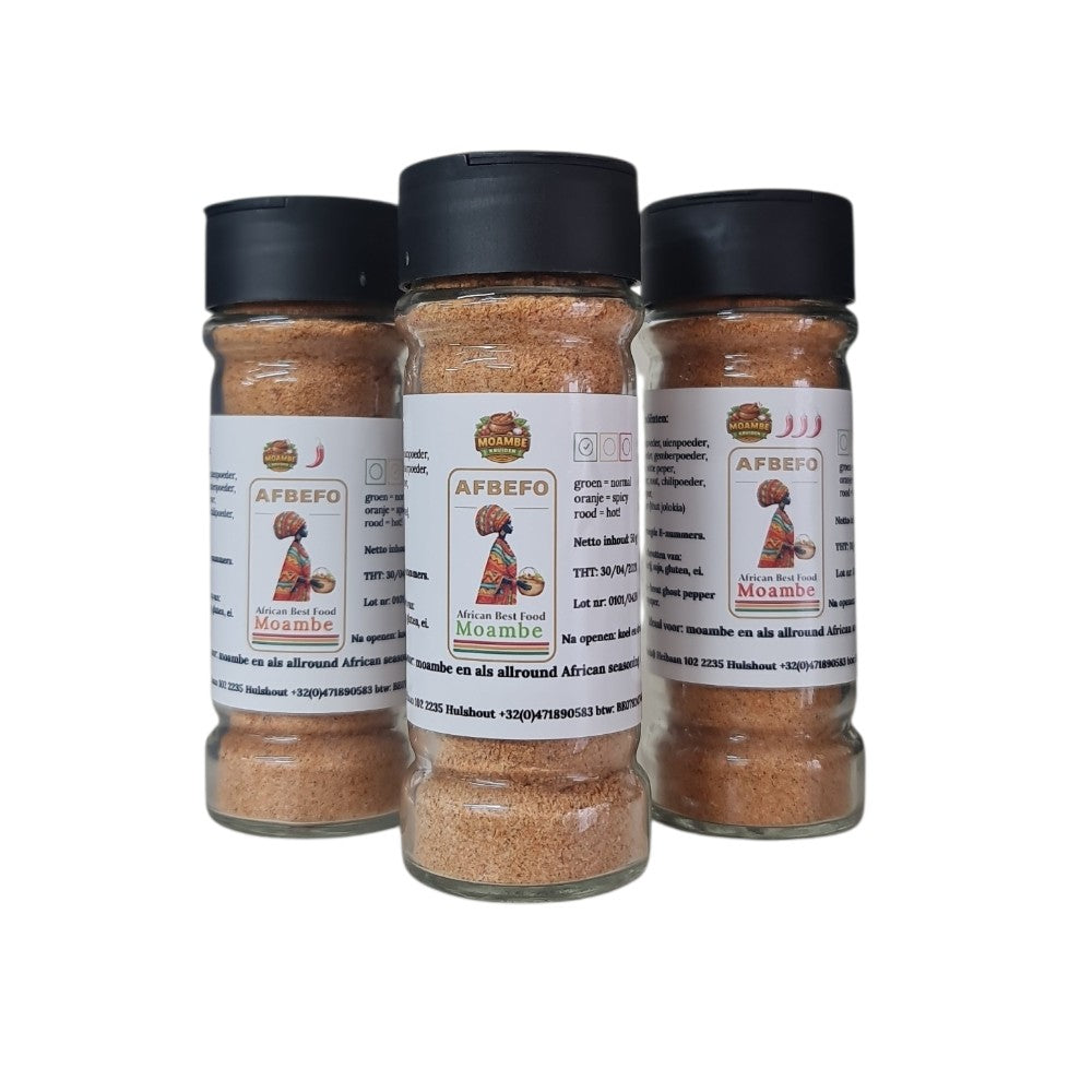 AFBEFO® Moambe Kruiden Set – Mild, Spicy & Hot
