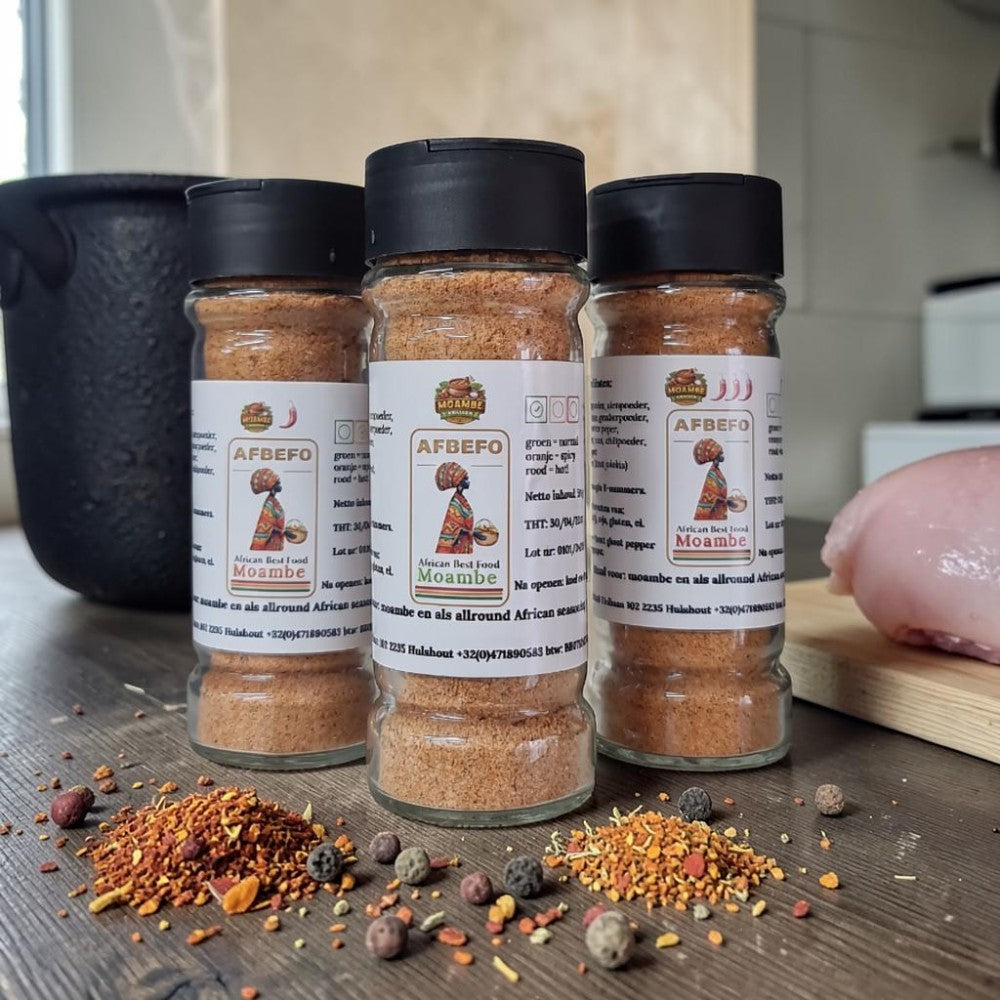 AFBEFO® Moambe Kruiden Set – Mild, Spicy & Hot