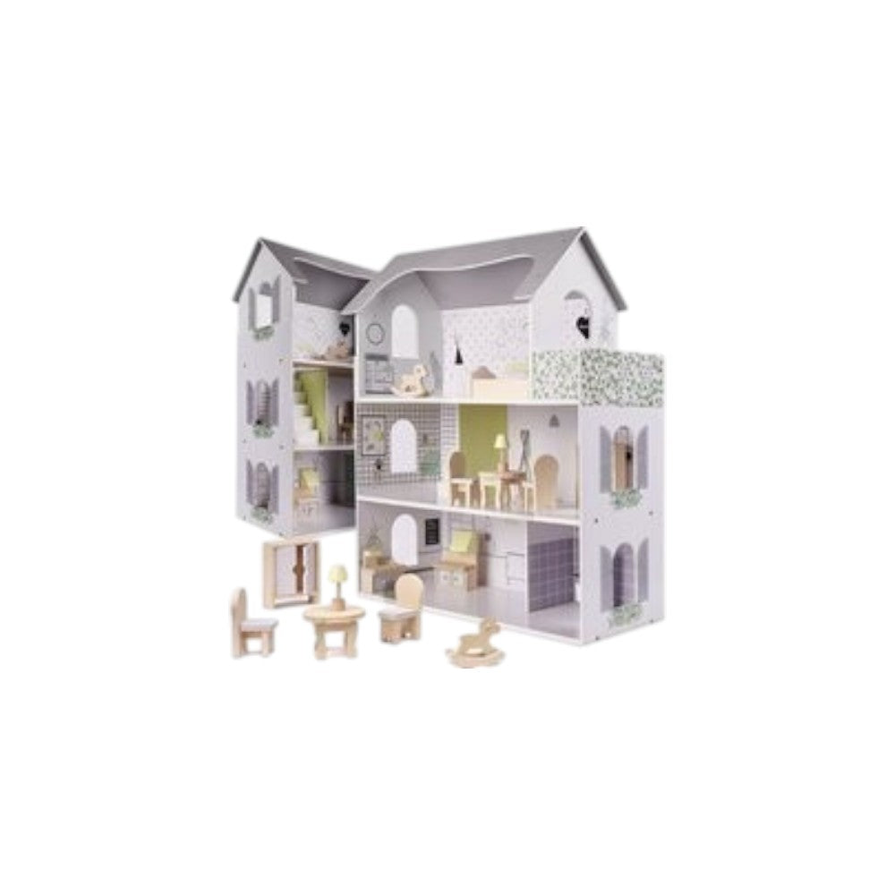 Zeer luxe XL houten poppenhuis met meubels 70 cm op = op