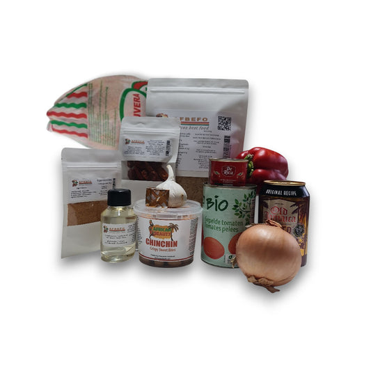 Jollof rijst luxe box ( 1kg kip of kalkoen) 4 pers.