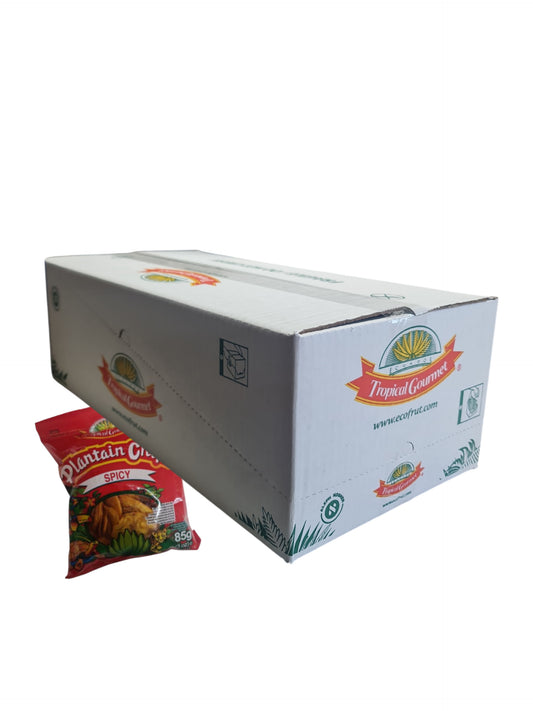 Tropical Gourmet Plantain Chips Spicy – Doos 20 × 85 g